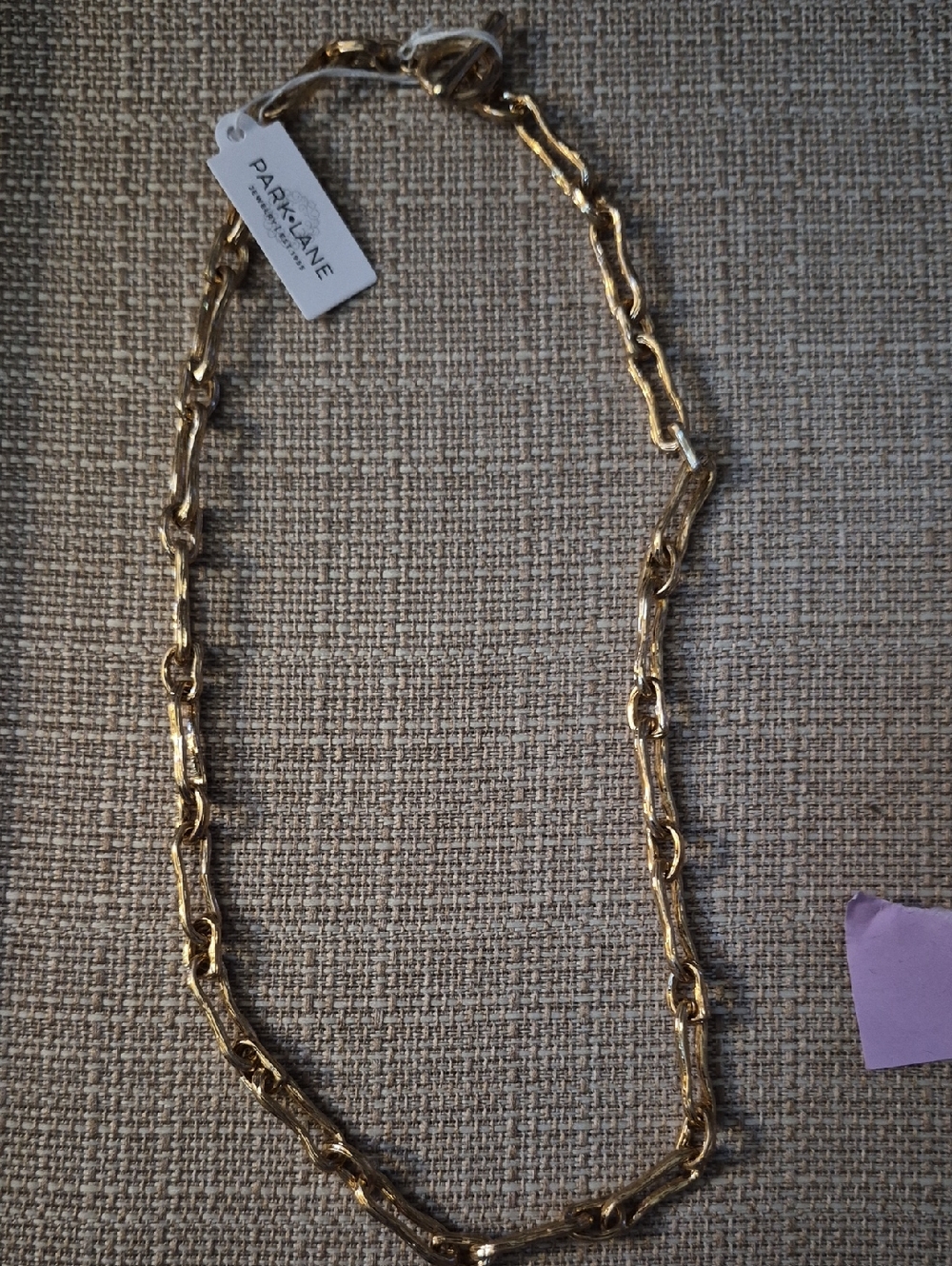 Park Lane Shiny Gold Textured Link Necklace